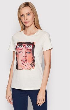 Guess Tričko W2YI46 K9RM1 Béžová Regular Fit