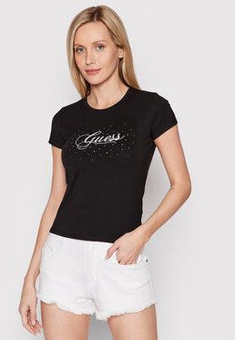 Guess Tričko W2YI01 KA0Q1 Čierna Slim Fit