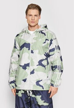 adidas Prechodná bunda Graphics Camo HF4877 Zelená Regular Fit