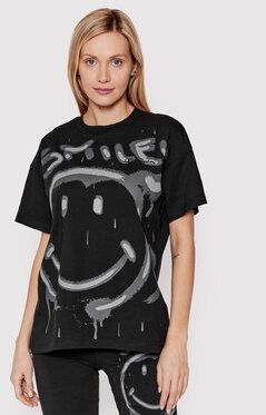 Champion Tričko SMILEY 50th Anniversary Edition Graffiti Print 115937 Čierna Custom Fit