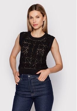 The Kooples Blúzka Crochet FPUL24022K Čierna Regular Fit