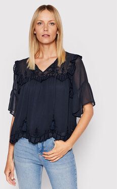 Pepe Jeans Blúzka Gisela PL304291 Tmavomodrá Relaxed Fit