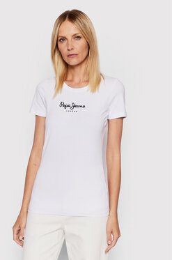 Pepe Jeans Tričko New Virgina PL505202 Biela Slim Fit