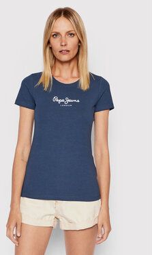 Pepe Jeans Tričko New Virgina PL505202 Tmavomodrá Slim Fit
