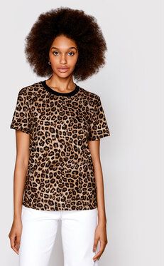 The Kooples Tričko Leopard FTSC25002K Hnedá Slim Fit