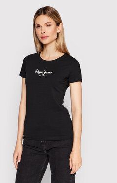 Pepe Jeans Tričko New Virginia PL505202 Čierna Slim Fit