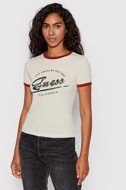 Guess Tričko Camiseta W2YI42 K8HT1 Biela Slim Fit