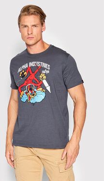 Alpha Industries Tričko Fighter Squadron 108502 Sivá Regular Fit