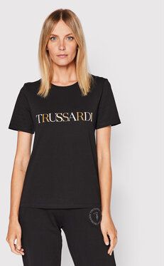 Trussardi Tričko Logo 56T00507 Čierna Regular Fit