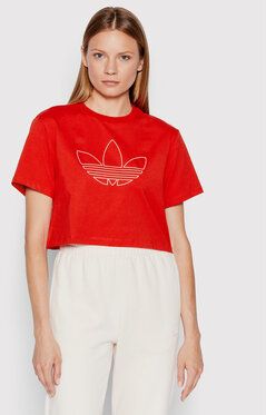 adidas Tričko HK5175 Červená Loose Fit