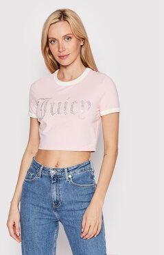 Juicy Couture Tričko Ringer JCWS122080 Ružová Slim Fit