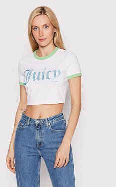 Juicy Couture Tričko Ringer JCWS122080 Biela Slim Fit