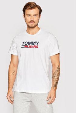 Tommy Jeans Tričko Corp Logo DM0DM15379 Biela Regular Fit