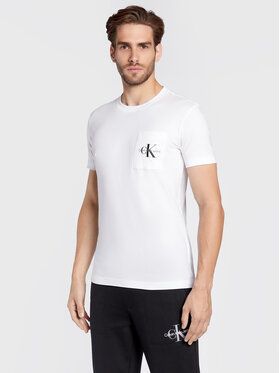 Calvin Klein Jeans Tričko J30J320936 Biela Slim Fit