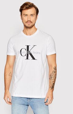 Calvin Klein Jeans Tričko J30J320935 Biela Slim Fit
