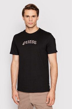 Guess Tričko Old English Logo M2YI12 K9RM1 Čierna Regular Fit