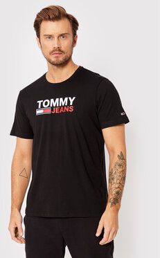 Tommy Jeans Tričko Corp Logo DM0DM15379 Čierna Regular Fit