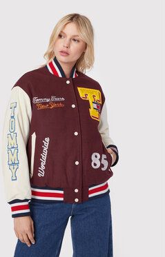 Tommy Jeans Bundy bomber Tjw Letterman DW0DW14293 Bordová Relaxed Fit