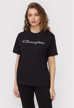 Champion Tričko Big Script Logo 115496 Čierna Relaxed Fit