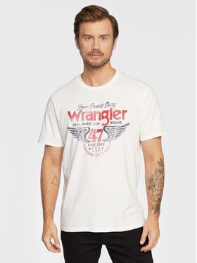 Wrangler Tričko Americana W70PD3W02 Biela Regular Fit
