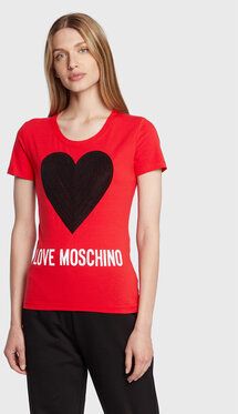 LOVE MOSCHINO Tričko W4H1932E 1951 Červená Slim Fit