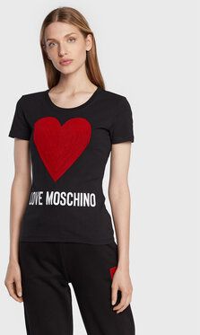 LOVE MOSCHINO Tričko W4H1932E 1951 Čierna Slim Fit