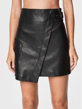 Sisley Sukňa z imitácie kože 41DYL000N Čierna Regular Fit