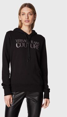 Versace Jeans Couture Mikina Logo Glitter 73HAIT02 Čierna Regular Fit