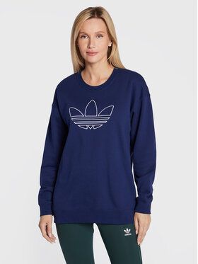 adidas Mikina Crew HK5177 Tmavomodrá Oversize