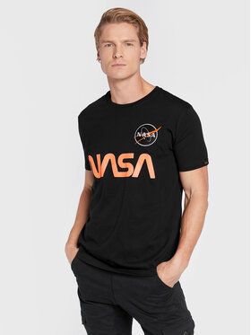 Alpha Industries Tričko Nasa Reflective 178501 Čierna Regular Fit
