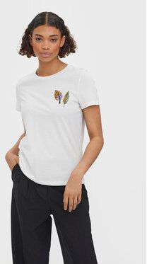 Vero Moda Tričko Fayfrancis 10276823 Biela Regular Fit