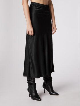 Simple Midi sukňa SDD501 Čierna Regular Fit