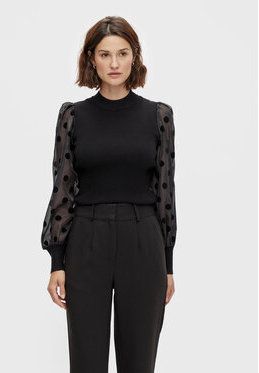 YAS Blúzka Dotme 26024389 Čierna Regular Fit