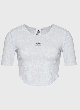 adidas Tričko Crop Loungewear HL9130 Sivá Regular Fit