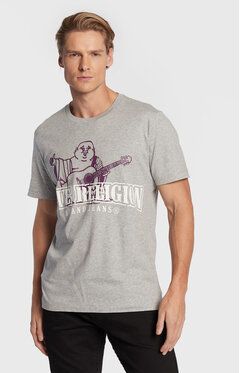 True Religion Tričko Buddha Stencil 106294 Sivá Regular Fit