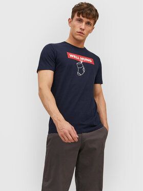 Jack&Jones Tričko Elfen 12221421 Tmavomodrá Regular Fit