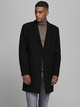 Jack&Jones Vlnený kabát Emoulder 12171374 Čierna Regular Fit