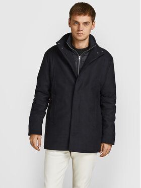 Jack&Jones Vlnený kabát Dunham 12189349 Čierna Regular Fit