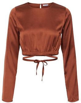 Noisy May Blúzka Clarie 27021926 Hnedá Regular Fit