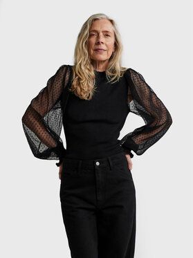 YAS Blúzka Melania 26028579 Čierna Slim Fit