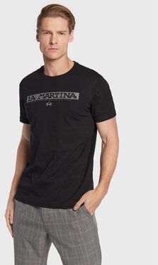 La Martina Tričko UMR006 JS206 Čierna Regular Fit