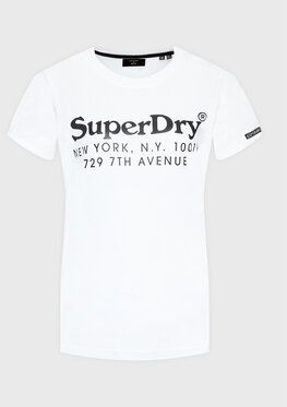 Superdry Tričko Vintage Venue Interest W1010844A Biela Regular Fit