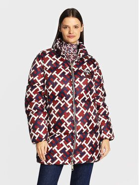 Tommy Hilfiger Vatovaná bunda Monogram WW0WW37396 Bordová Loose Fit