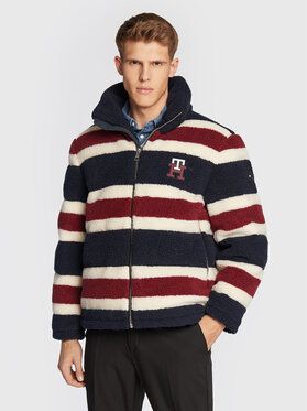 Tommy Hilfiger Kožuch Stripe Teddy MW0MW28720 Tmavomodrá Oversize