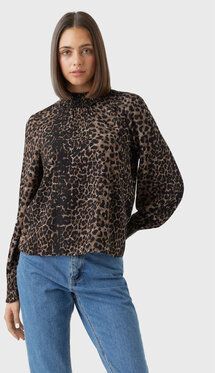 Vero Moda Blúzka Kittie 10276212 Hnedá Regular Fit