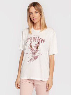 Pinko Tričko Locatelli 1G18BG Y2UL Biela Relaxed Fit