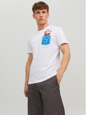 Jack&Jones Tričko Christmas 12221436 Biela Regular Fit