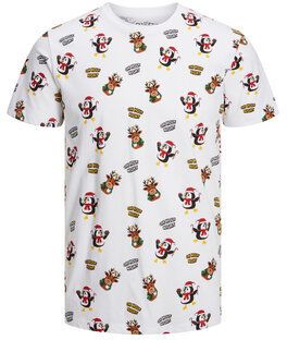 Jack&Jones Tričko Christmas 12221442 Biela Regular Fit