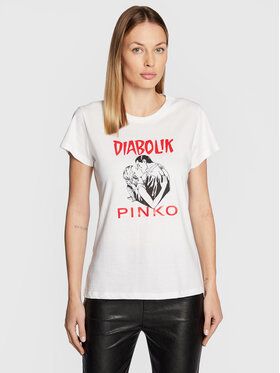 Pinko Tričko DIABOLIK Fabiana 1L1098 Y5SN Biela Regular Fit