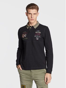 Aeronautica Militare Polokošeľa 222PO1645P306 Čierna Regular Fit